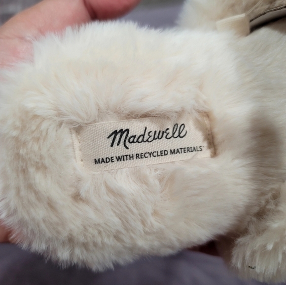 NEW Madewell Quilted Color Block Scuff Slippers in Recycled Faux Fur  6 - Picture 6 of 8